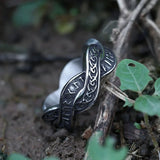 Edelstahl Ring mit Wikinger Runen und kreativem Design