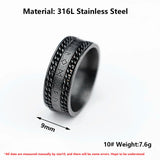 Viking-Ring aus 316L Edelstahl mit eingravierten Runen und Zopfmuster in Silber