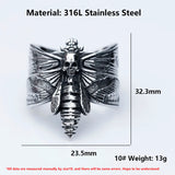 Männer-Ring aus 316L Edelstahl mit Totenkopf und Schmetterlingsmuster