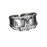 Silberne Thor-Hammer Ring für Herren mit antiken nordischen Runen