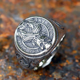 Freimaurer-Owl Skull Ring für Männer graviert mit Eule und Totenkopf