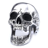Edelstahl Herrenring im 3D Totenkopf-Design für Biker und Gothic-Stil - Siegelring-shop