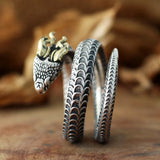 925er Sterling Silber Ring mit hornartigem Schlangen-Design für Männer - Siegelring-shop
