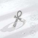925 Sterling Silber Antiker Ägyptischer Ankh Kreuz Ring für Männe