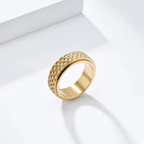 Drachenhaut Edelstahl Spinner Ring für MännerSchwarzer Anxiety Ring mit Struktur