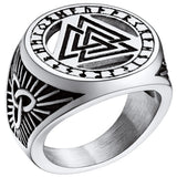 Silbersignet-Ring für Männer mit nordischen Runes und schwarzem Onyx