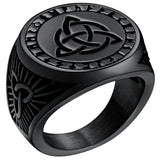 Silbersignet-Ring für Männer mit nordischen Runes und schwarzem Onyx
