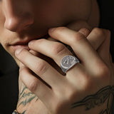 925er Sterlingsilber Viking Wolf Siegelring für Männer mit verzierte