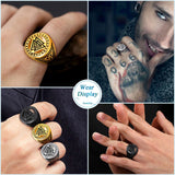 Silbersignet-Ring für Männer mit nordischen Runes und schwarzem Onyx
