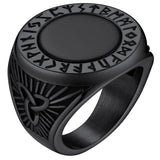 Silbersignet-Ring für Männer mit nordischen Runes und schwarzem Onyx