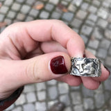Silberschmuck Wolf Rings Punk Stil detaillierte Tierkopfgravu