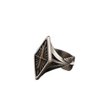 Handmade Herren Ring mit Kreuz-Emble Schwarz und Gold Verstellbar
