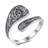 925er Sterlingsilber Vintage Ring mit kunstvollem floralen Design und Pentagramm