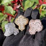 Handgefertigter Kreuzring in Gold mit AAAAA-Zirkonia und Prong-Fassung – Funkelndes Design für Herren - Siegelring-shop