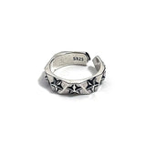 925er Sterlingsilber Ring mit Sternen-Muster Handgefertigte - Siegelring-shop