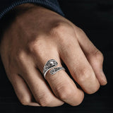 Gothic Skull Ring mit Blumenmuster aus 925er Sterlingsilbe