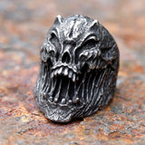 Gothic Skull Ring aus Edelstahl 316L für Herren Dunkelgrau