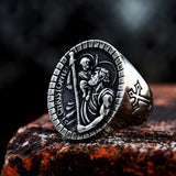 St. Christopher Kreuzring für Männer aus 316L Edelstahl