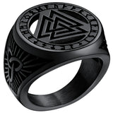Silbersignet-Ring für Männer mit nordischen Runes und schwarzem Onyx