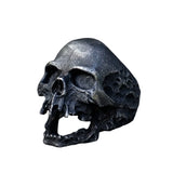 Herrenring im Vintage-Stil mit offenem Totenkopf aus dunklem Edelstahl - Siegelring-shop