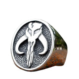 Herren-Siegelring mit Alien-Schädelmotiv aus Edelstahl in Schwarz und Silber - Siegelring-shop