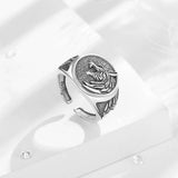 925er Sterlingsilber Viking Wolf Siegelring für Männer mit verzierte