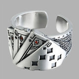 925 Sterling Silber Punkring mit Pokerkarten-Design