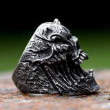 Gothic Skull Ring aus Edelstahl 316L für Herren Dunkelgrau