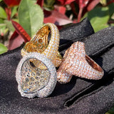 Handgefertigter Kreuzring in Gold mit AAAAA-Zirkonia und Prong-Fassung – Funkelndes Design für Herren - Siegelring-shop