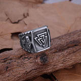 Silber-Siegelring mit Odin-Valknut-Emble Skandinavisches Design
