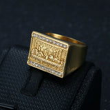 Hochwertiger Herren-Signet-Ring mitDas letzte Abendmahl - Siegelring-shop