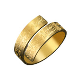 Kursi Goldfarbener Edelstahlring mit arabischer Kalligraphi