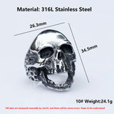 Herrenring im Vintage-Stil mit offenem Totenkopf aus dunklem Edelstahl - Siegelring-shop