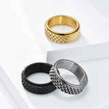 Drachenhaut Edelstahl Spinner Ring für MännerSchwarzer Anxiety Ring mit Struktur