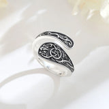 925er Sterlingsilber Vintage Ring mit kunstvollem floralen Design und Pentagramm