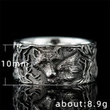 Silberschmuck Wolf Rings Punk Stil detaillierte Tierkopfgravu