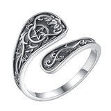 925er Sterlingsilber Vintage Ring mit kunstvollem floralen Design und Pentagramm