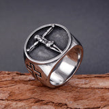 Jesus Kreuz Ring aus Edelstahl Biker Signet Ring mit detailgetreuer Gravu