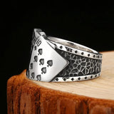 Poker Ring aus massivem silberfarbenem Edelstahl mit Spielkarten-Design für Herre - Siegelring-shop