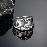 Silberne Thor-Hammer Ring für Herren mit antiken nordischen Runen