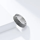 Drachenhaut Edelstahl Spinner Ring für MännerSchwarzer Anxiety Ring mit Struktur