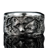 Silberschmuck Wolf Rings Punk Stil detaillierte Tierkopfgravu