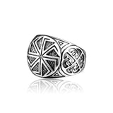 Compass Ring für Männer mit nordischem Emblem Silberfarben