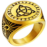 Silbersignet-Ring für Männer mit nordischen Runes und schwarzem Onyx