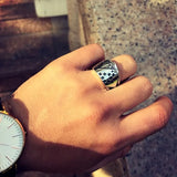 Poker Ring aus massivem silberfarbenem Edelstahl mit Spielkarten-Design für Herre - Siegelring-shop