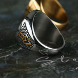Herren Freimaurer-Siegelringe in Schwarz und Gold mit G-Emblem - Siegelring-shop