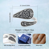925er Sterlingsilber Vintage Ring mit kunstvollem floralen Design und Pentagramm