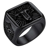 Silbersignet-Ring für Männer mit nordischen Runes und schwarzem Onyx