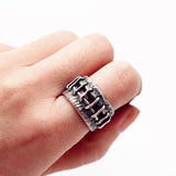 Wundstich-Ring für Männer Gothic Rock Offener Ring aus Silber