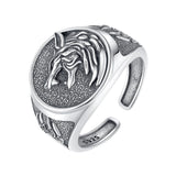 925er Sterlingsilber Viking Wolf Siegelring für Männer mit verzierte